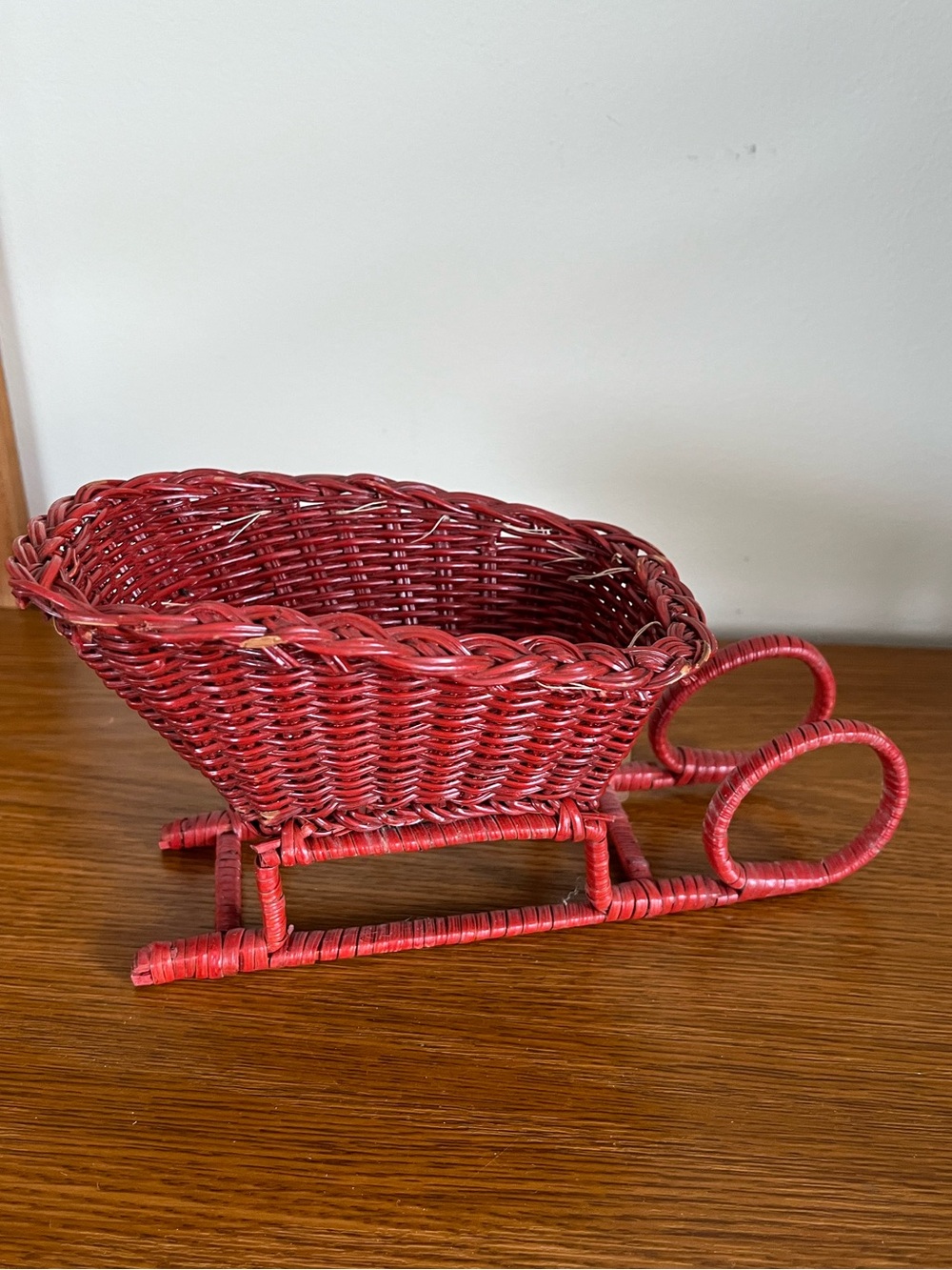 Red Wicker Decorative Sleigh Basket - Home Accents